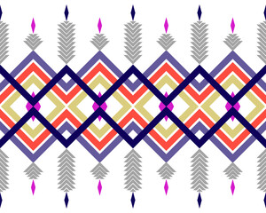 Abstract ethnic geometric tribal motif Aztec patterns colorful design for background, wallpaper, clothing, wrapping, fabric, home appliances, Vector illustration.