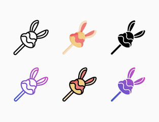 Candy Bunny icon set with different styles. Style line, outline, flat, glyph, color, gradient. Editable stroke and pixel perfect. Can be used for digital product, presentation, print design and more.