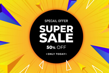Sale banner template design, Super sale special offer. 