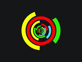 Colorful Tech Circle isolated in black