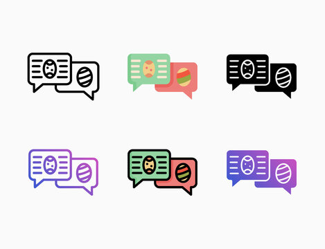 Chat Easter icon set with different styles. Style line, outline, flat, glyph, color, gradient. Editable stroke and pixel perfect. Can be used for digital product, presentation, print design and more.