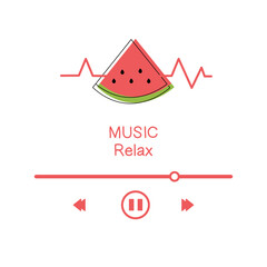 Watermelon music player. Music relax template.