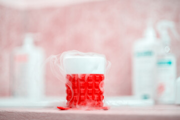 Steam over a cup of liquid nitrogen