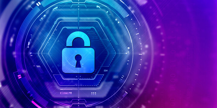 2d illustration Safety concept: Closed Padlock on digital background