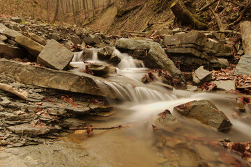 Forest stream in Poland. Its name: Szeroki Potok, City: Jaworze. Diffused water (long exposure time).