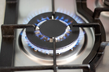 A close-up view of the kitchen gas stove