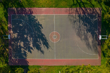 Park basketball court from an aerial view