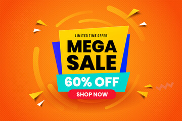 Sale banner template design, Mega sale special offer. 
