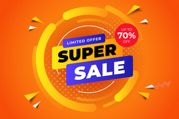 Sale banner template design, Super sale special offer. 