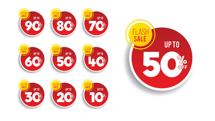 Discount offer sale banners. Best deal price stickers. Flash sale special offer tags.