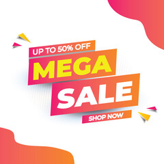 Sale banner template design, Mega sale special offer. 