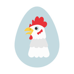 Chicken head character cartoon egg icon symbol sign vector illustration.
