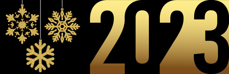 2023 Happy New Year in golden design, Holiday greeting card design.