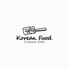 outline Korean food logo icon vector design template. minimalist Korean food logo design vector illustration with modern, simple and clean styles isolated on white background.