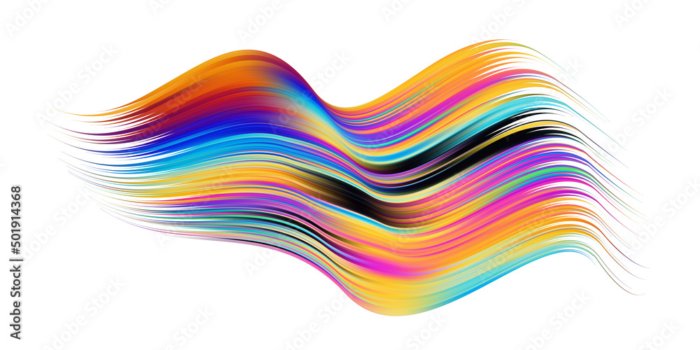 Poster colorful flow brush stroke. ribbon isolated line.