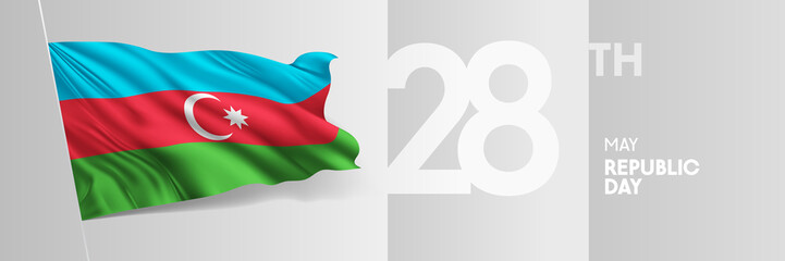 Azerbaijan happy republic day greeting card, banner vector illustration