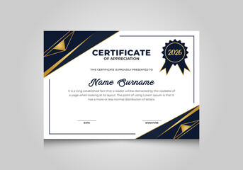 Fototapeta premium Gold and blue luxury certificate template.