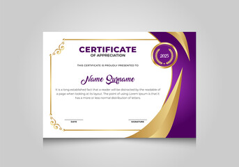 Certificate of appreciation template with classic frame, diploma, vector illustration