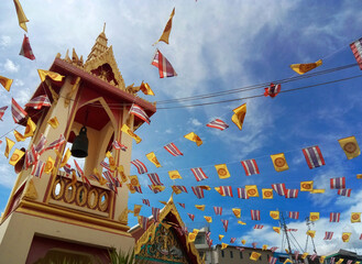 The flag of the temple festival in thailand.