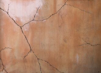 old cracked brown cement wall