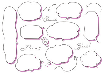 大人っぽいシンプルな線と影のついた吹き出しセット