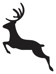 Vector running jumping deer animal silhouette drawing on isolated background icon symbol sign of antelope gazelle bounce with its horns legs tail head logo concept full body illustration element 
