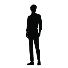 Vector silhouette man standing,  black color, isolated on white background