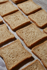slices of bread on table