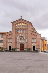 Fototapeta premium The facade of the Church of Santa Maria Addolorata in the historic center of Bardi, Parma, Italy