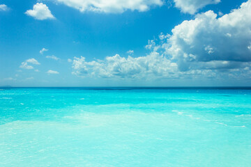 Fototapeta na wymiar Turquoise water background. Ionic blue sea.