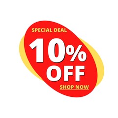 10% off special deal white and red discount design number