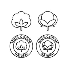 Cotton flat vector icon. 100% cotton sign