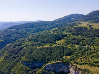 Fototapeta na wymiar Aerial view of Iskar river Gorge near village of Zasele, Bulgaria