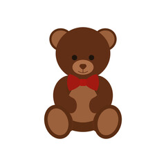 Teddy bear with a bow icon. Vector illustration. Isolated.
