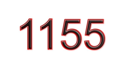 red 1155 number 3d effect white background