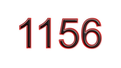 red 1156 number 3d effect white background