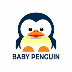 cute smiling penguin logo vector design