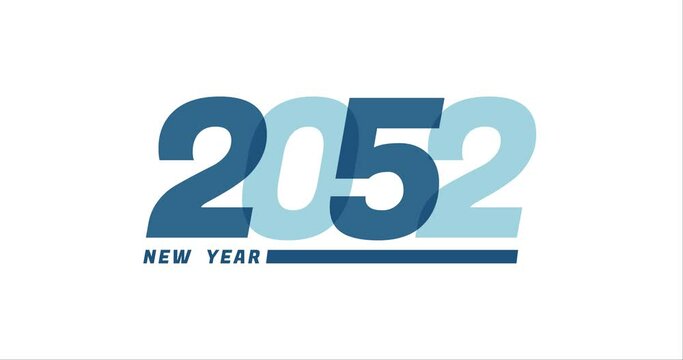 2052 animation Isolated on white background, 2052 new year design template