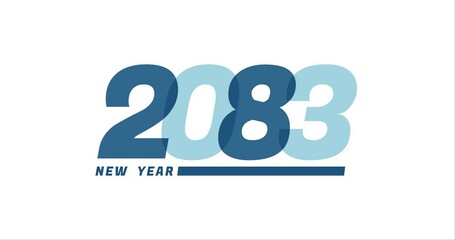 2083 animation Isolated on white background, 2083 new year design template