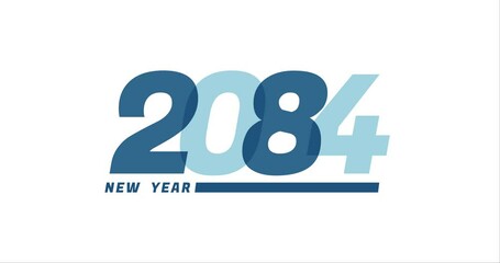 2084 animation Isolated on white background, 2084 new year design template