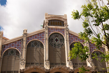 Fachada del mercado central de Valencia - obrazy, fototapety, plakaty