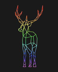 Obraz na płótnie Canvas Polygon deer. Low poly animal. Geometric logo icon. Rainbow color