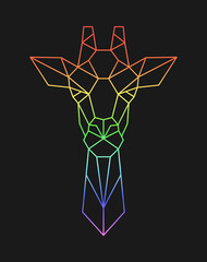 Polygon giraffe head. Low poly animal. Geometric icon. Rainbow color © arvitalya