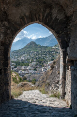 Fototapeta na wymiar View of the Swiss city of Sion from the castle over the city