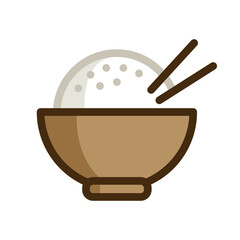 Rice bowl Icon vector illustration flat logo design