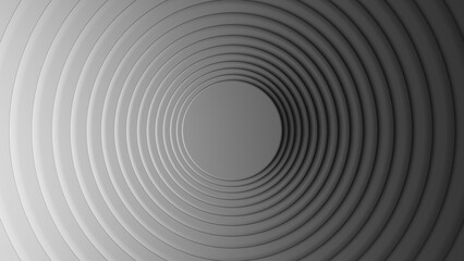 Gray abstract background of parallel circles with a platform in the center of the frame.