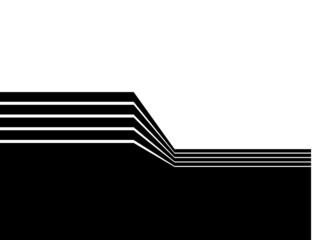 Striped transition from black to white with abstract strict lines. Modern pattern. Vector background