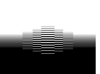 Striped transition from black to white with abstract strict lines. Modern pattern. Vector background