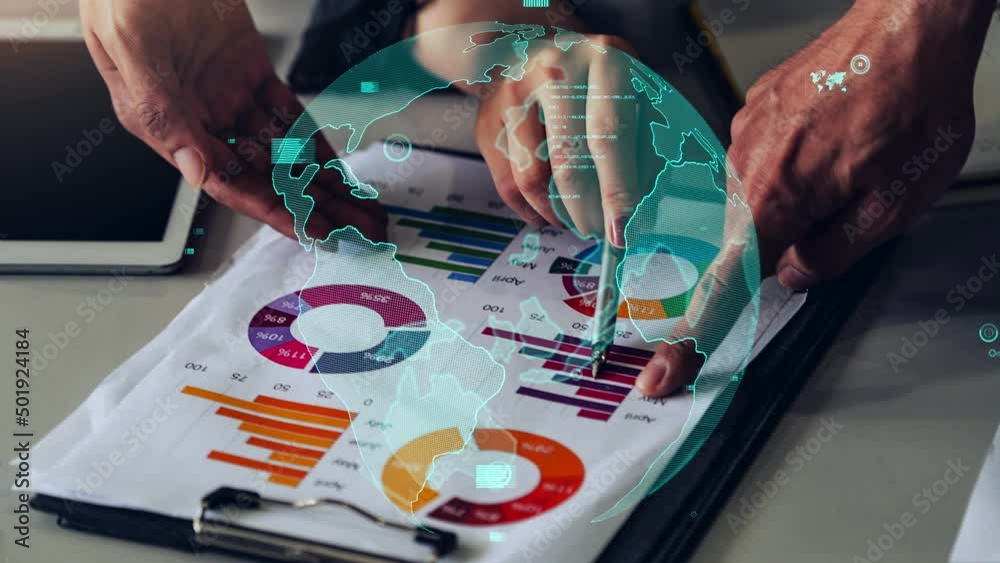 Poster conceptual business dashboard for financial data analysis . 3d render computer graphic .
