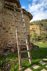 An old wooden ladder